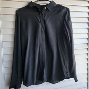 Banana Republic Black Silk Button Down Dress Shirt